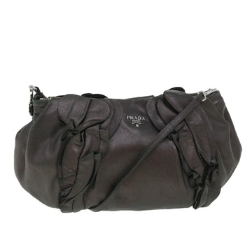 PRADA Shoulder Bag Leather Brown Auth ar10239