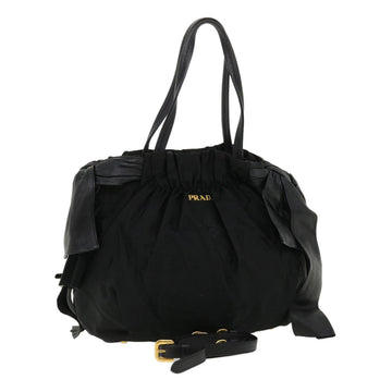 PRADA Hand Bag Nylon 2way Black Auth ar8793