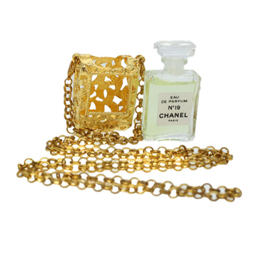 CHANEL Perfume N�‹19 Necklace Metal Gold Tone Black CC Auth ar9340B