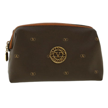 VALENTINO Clutch Bag Leather Brown Auth ar9399