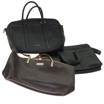 Coach Tote Bag Leather 3Set Black Brown Auth ar9795