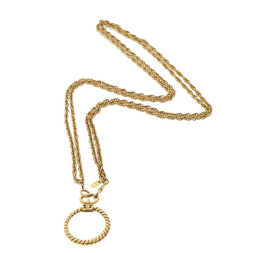 CHANEL Chain Magnifying Glass Necklace Metal Gold Tone CC Auth ar9914B