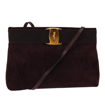 SALVATORE FERRAGAMO Shoulder Bag Suede Purple Auth ar9931