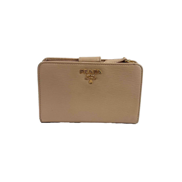 PRADA - Small Saffiano Leather Card Wallet - Powder Pink / Gold