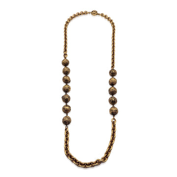 CHANEL Vintage 1980S Gold Metal Chain Necklace With Metal Beads