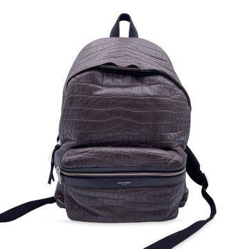Saint Laurent Brown Embossed Leather City Backpack Shoulder Bag