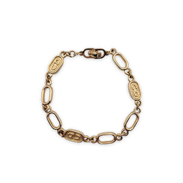 CHRISTIAN DIOR Vintage Gold Metal Oval Chain Link Bracelet