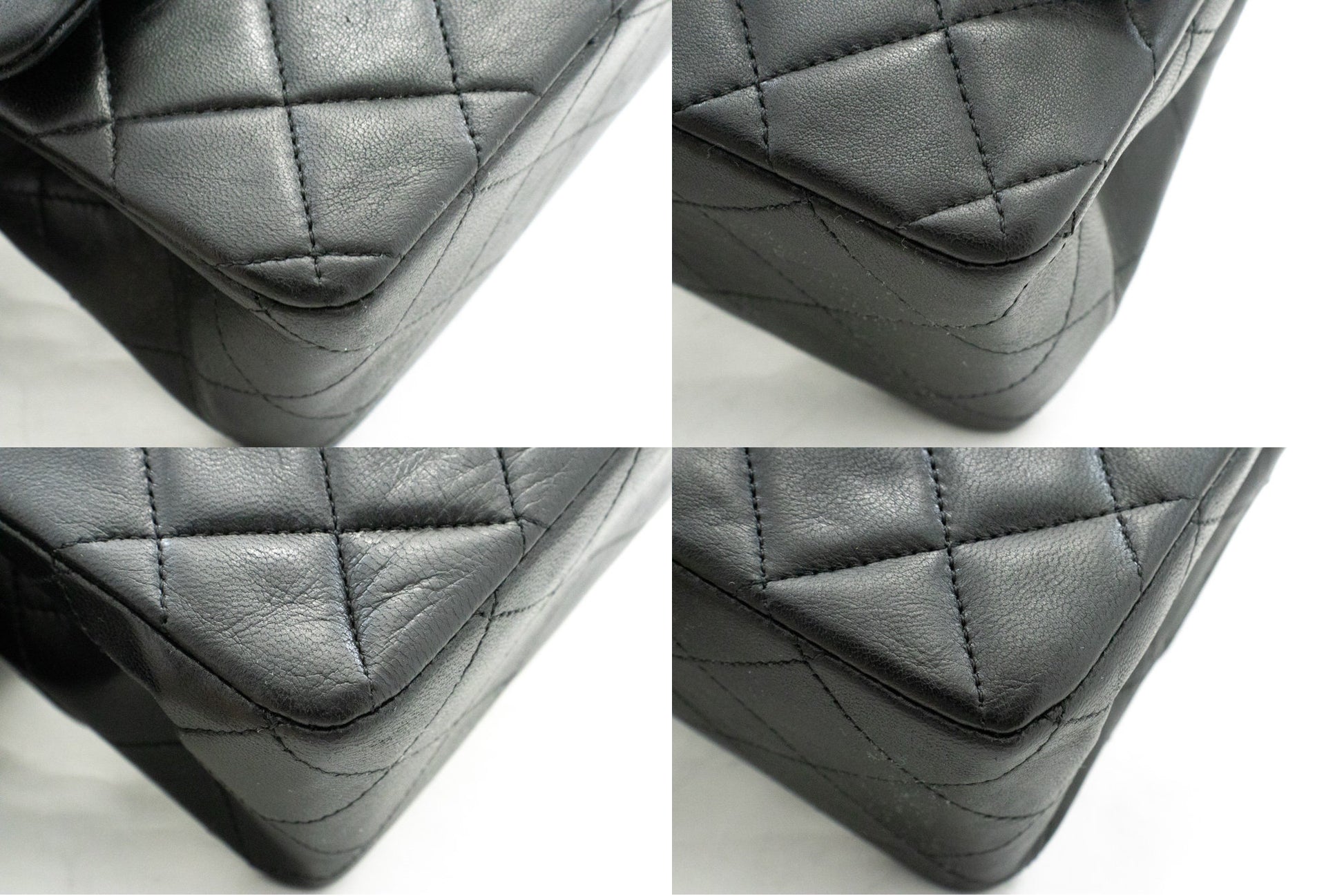 CHANEL Classic Double Flap 10 Chain Shoulder Bag Black Lambskin k39 –  hannari-shop