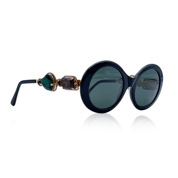 MOSCHINO By Persol Vintage Black Round Jewels Sunglasses Mod M253