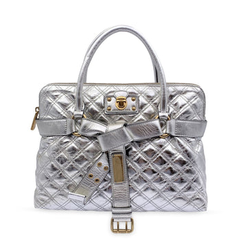 Marc Jacobs Silver Tone Quilted Leather Bruna Tote Bag