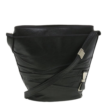 GIANNI VERSACE Shoulder Bag Leather Black Auth bs4119