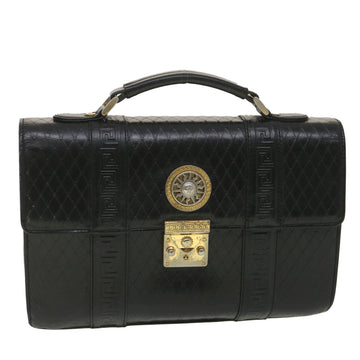 GIANNI VERSACE Hand Bag Leather Black Auth bs4533