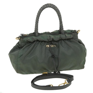 PRADA Shoulder Bag Nylon 2way Khaki Auth bs4556