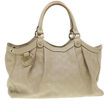 GUCCI  Shima GG Tote Bag Leather Beige 211944 Auth bs4876
