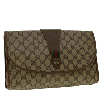 GUCCI GG Canvas Web Sherry Line Clutch Bag Beige Red Green 8901031 Auth bs5120