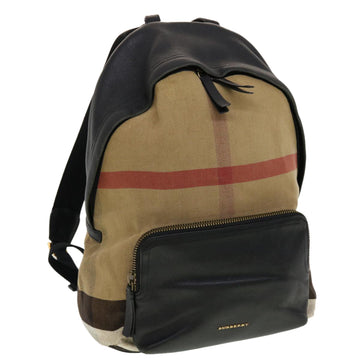 BURBERRY Backpack Canvas Leather Beige Auth bs5187