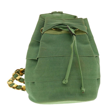 SALVATORE FERRAGAMO Backpack Canvas Green AU-21 5666 Auth bs5297