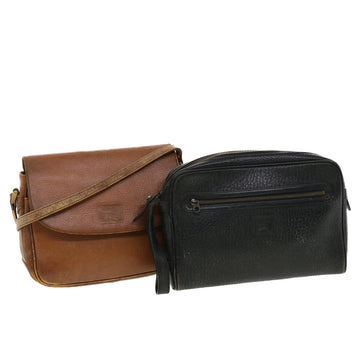 BURBERRYSs Clutch Shoulder Bag Leather 2Set Black Brown Auth bs5344