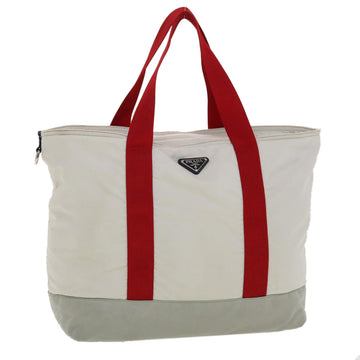 PRADA Tote Bag Nylon Gray Red Auth bs5544
