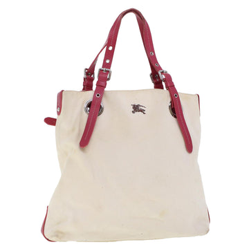BURBERRY Tote Bag Canvas White Auth bs5772
