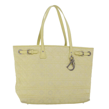 CHRISTIAN DIOR Lady Dior Canage Tote Bag Coated Canvas Yellow Auth bs5871