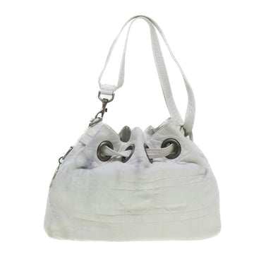 CHRISTIAN DIOR Lady Dior Canage Shoulder Bag Lamb Skin White Auth bs5872