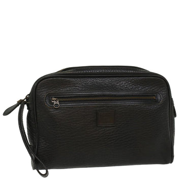 BURBERRYSs Clutch Bag Leather Black Auth bs6215