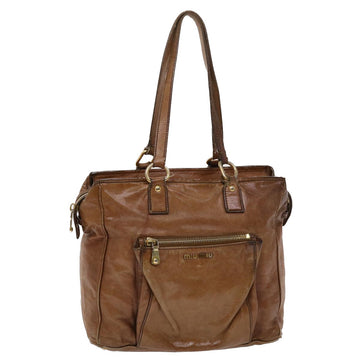 MIU MIU Shoulder Bag Leather Brown Auth bs6356