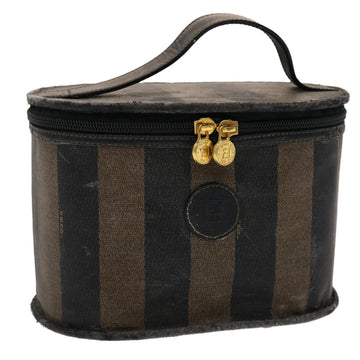 FENDI Pecan Canvas Vanity Cosmetic Pouch Black Brown Auth bs6461