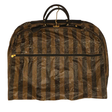 FENDI Pecan Canvas Hand Bag Garment Cover Nylon 2Set Brown Black Auth bs6470