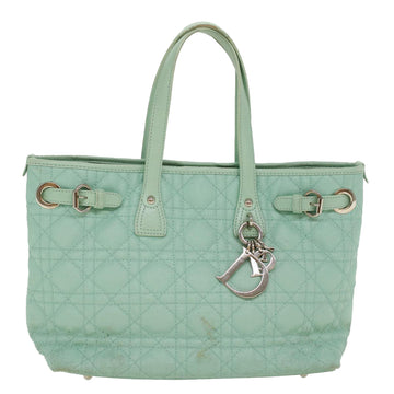 CHRISTIAN DIOR Lady Dior Canage Tote Bag Coated Canvas Light Blue Auth bs6492