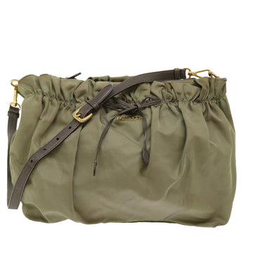 PRADA Shoulder Bag Nylon Khaki Auth bs6502