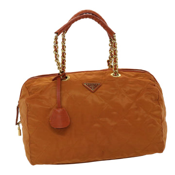 PRADA Chain Boston Bag Nylon Orange Auth bs6566