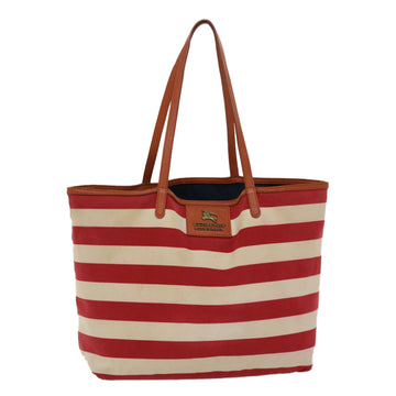 BURBERRY Blue Label Tote Bag Canvas Red White Auth bs6604