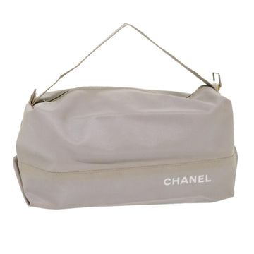 CHANEL Shoulder Bag Nylon Gray CC Auth bs6616