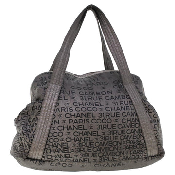 CHANEL Shoulder Bag Nylon Silver CC Auth bs6671