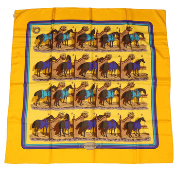 HERMES Carre 90 ECURiES Scarf Silk Yellow Blue Auth bs6679