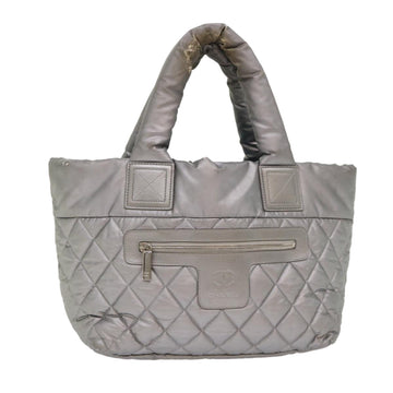 CHANEL Cococoon Hand Bag Nylon Silver CC Auth bs6708