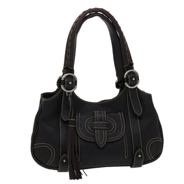 BALLY Hand Bag Leather Brown Auth bs6754