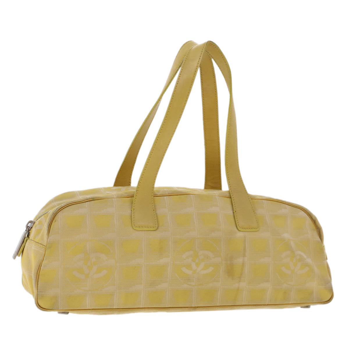 CHANEL New Travel Line Shoulder Bag Nylon Yellow CC Auth bs6822