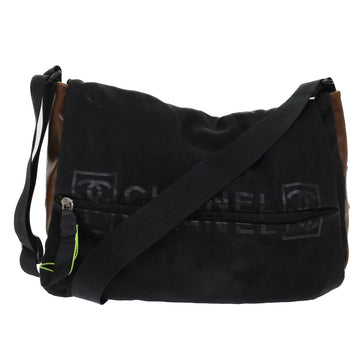 CHANEL Shoulder Bag Nylon Black CC Auth bs6987