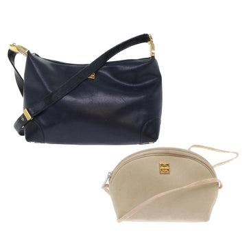 GIVENCHY Shoulder Bag Leather 2Set Navy White Auth bs6994