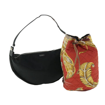 SALVATORE FERRAGAMO Drawstring Pouch Shoulder Bag 2Set Black Red Auth bs7236