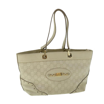 GUCCI GG Canvas ssima Shoulder Bag White 145993 Auth bs7287