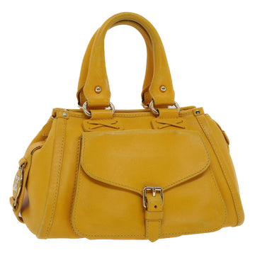 CELINE Hand Bag Leather Yellow Auth bs7391