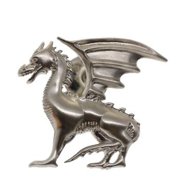HERMES Dragon Brooch Metal Silver Auth bs7410