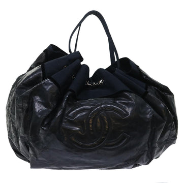 CHANEL Shoulder Bag Patent Leather Black CC Auth bs7422