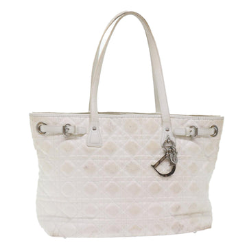 CHRISTIAN DIOR Canage Tote Bag Coated Canvas White 01-B0-0191 Auth bs7445