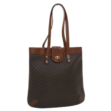 CELINE Macadam Canvas Shoulder Bag PVC Leather Brown Auth bs7491