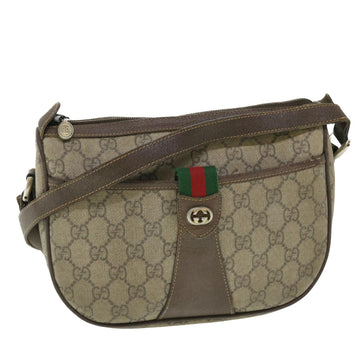 GUCCI GG Canvas Web Sherry Line Shoulder Bag Beige Red 89.02.032 Auth bs7525